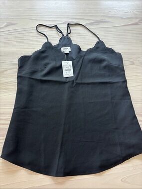 J. Crew Black Scallop-Edge Silk Cami